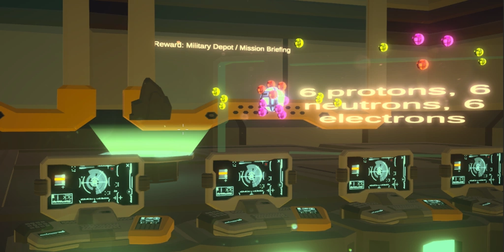 Completed atom floating above material terminals