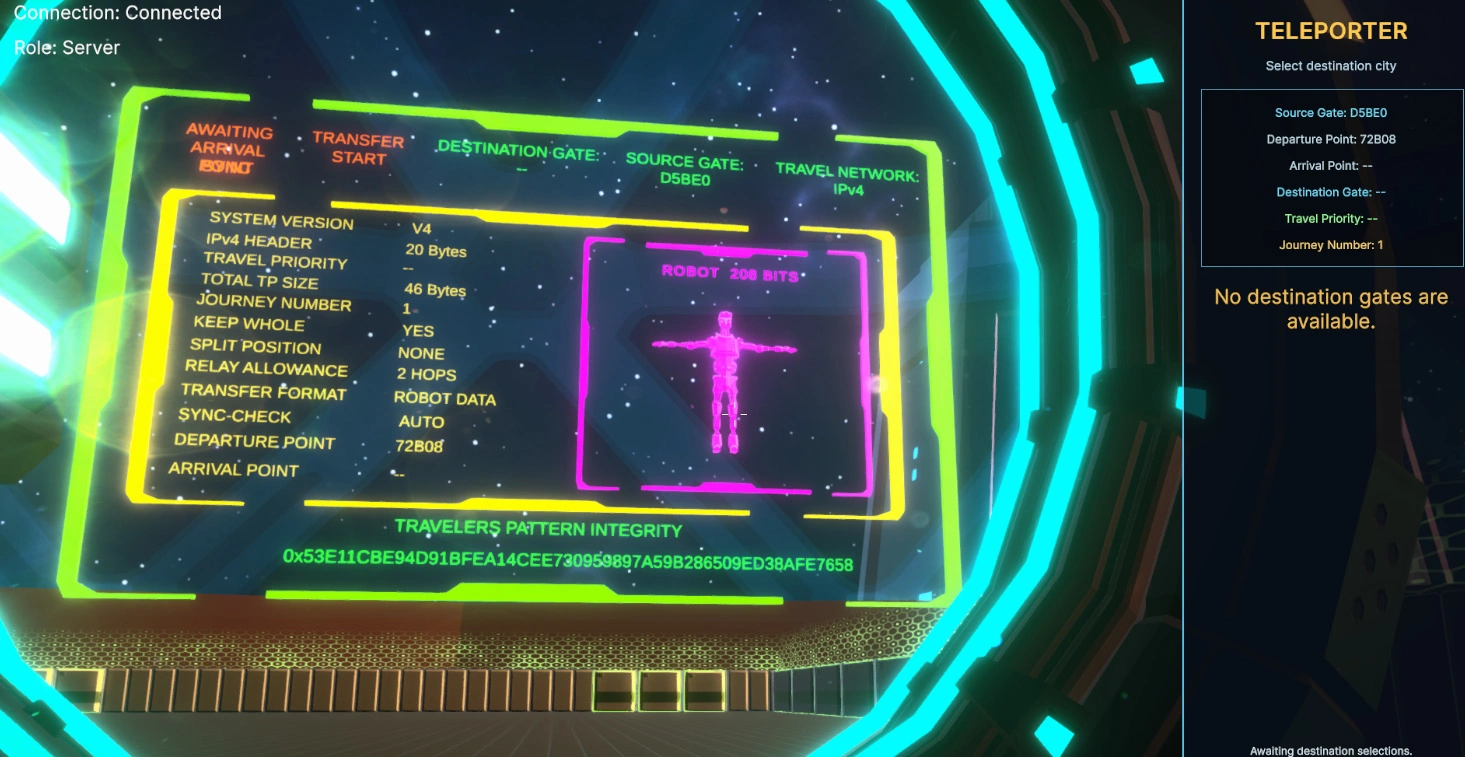 The same network packet translated into a robot travel plan